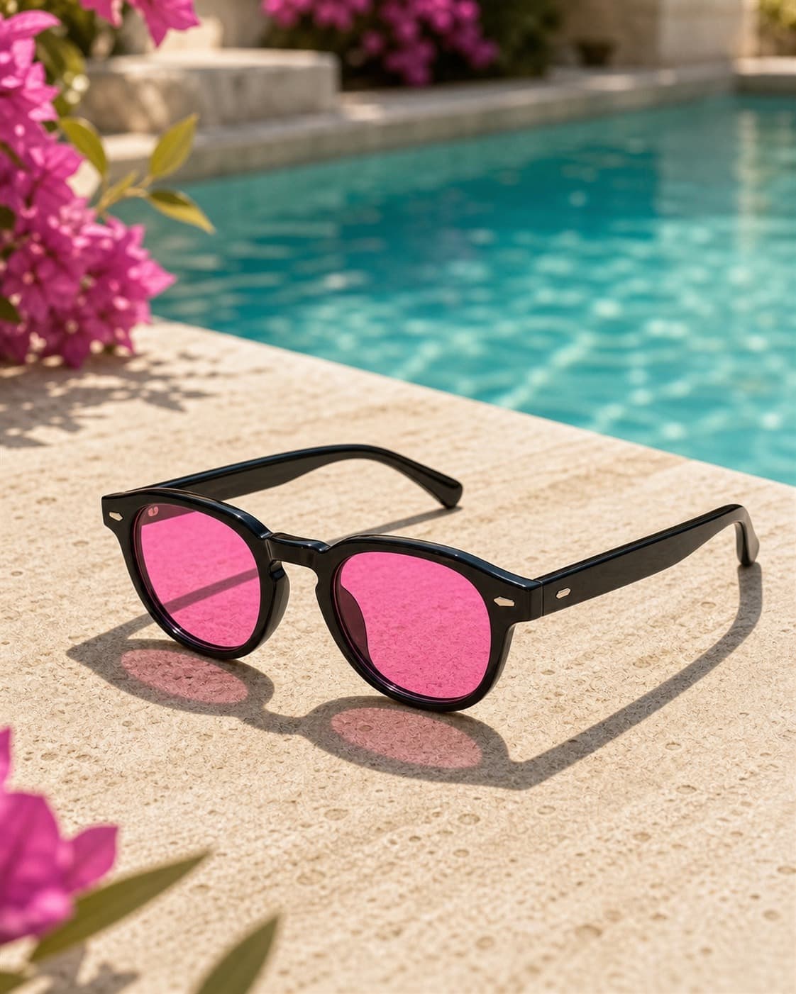 Nox Fuchsia — packshot au bord d’une piscine